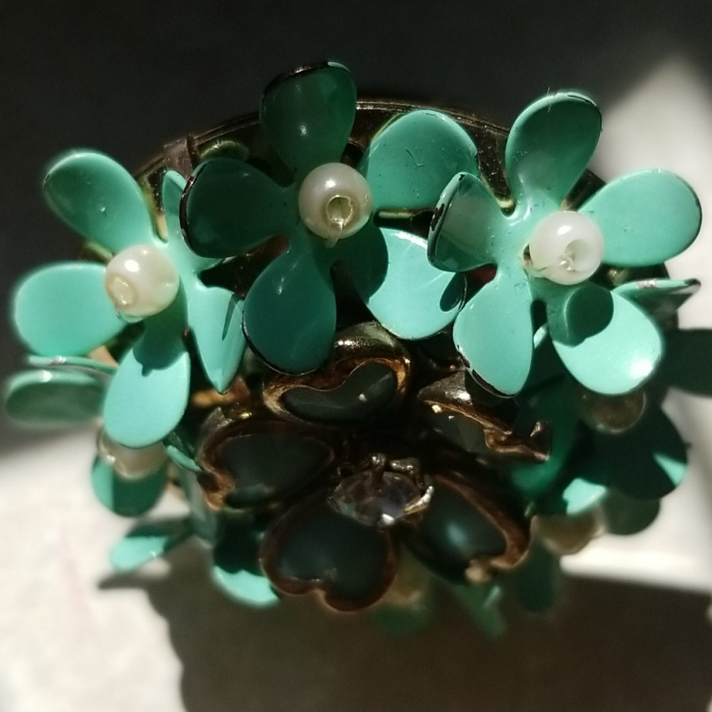 Sea Green Jewelry Set Ring Bracelet - Picture 5 of 6